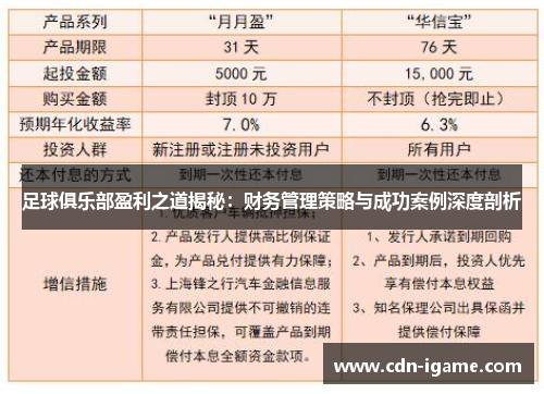 足球俱乐部盈利之道揭秘：财务管理策略与成功案例深度剖析